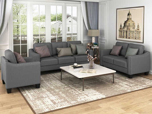 U_STYLE 3 Piece Living Room Set with tufted cushions.