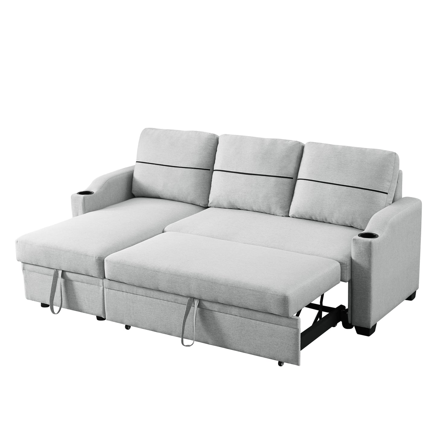 9191 Light gray pull-out storage sofa