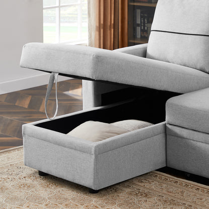 9191 Light gray pull-out storage sofa