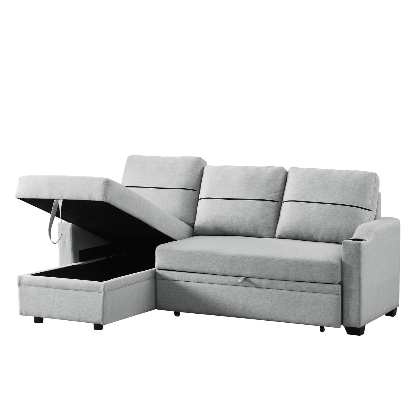 9191 Light gray pull-out storage sofa