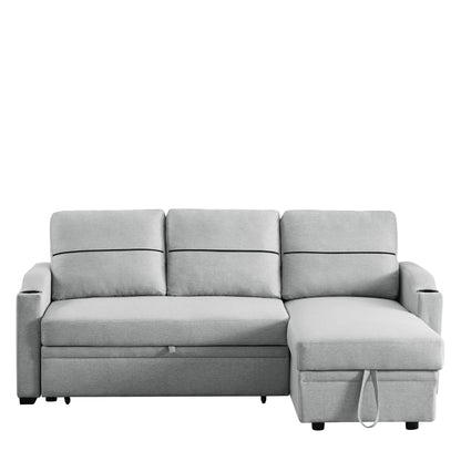 9191 Light gray pull-out storage sofa