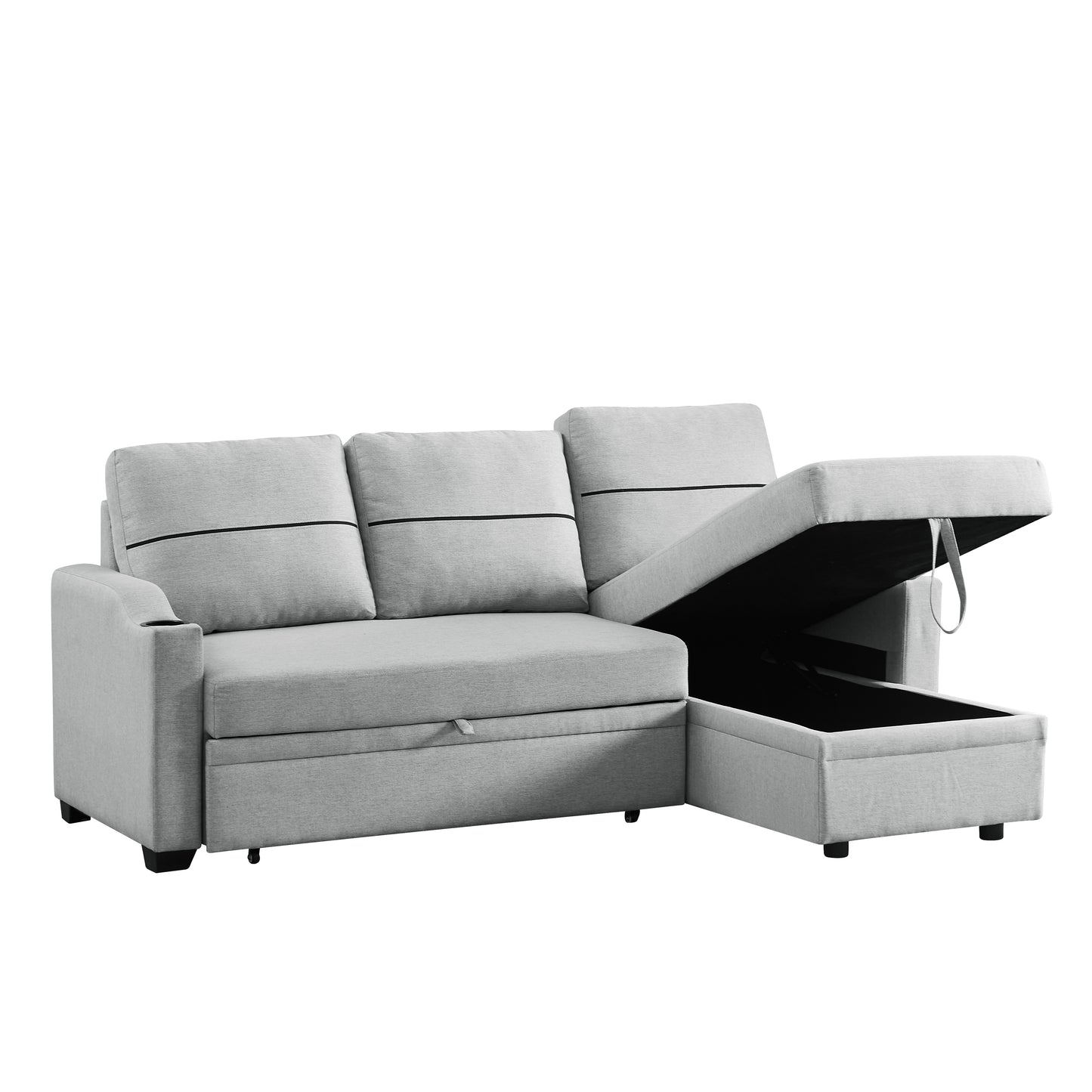 9191 Light gray pull-out storage sofa