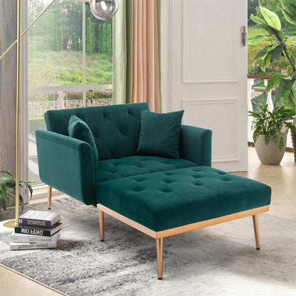 Fashionable and classic style chaise lounge chair / accent chair for Living Room, bedroom (Green Velvet)