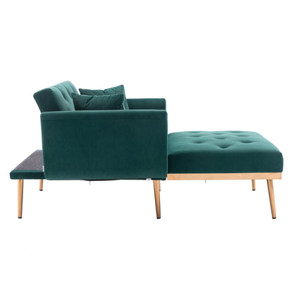 Fashionable and classic style chaise lounge chair / accent chair for Living Room, bedroom (Green Velvet)