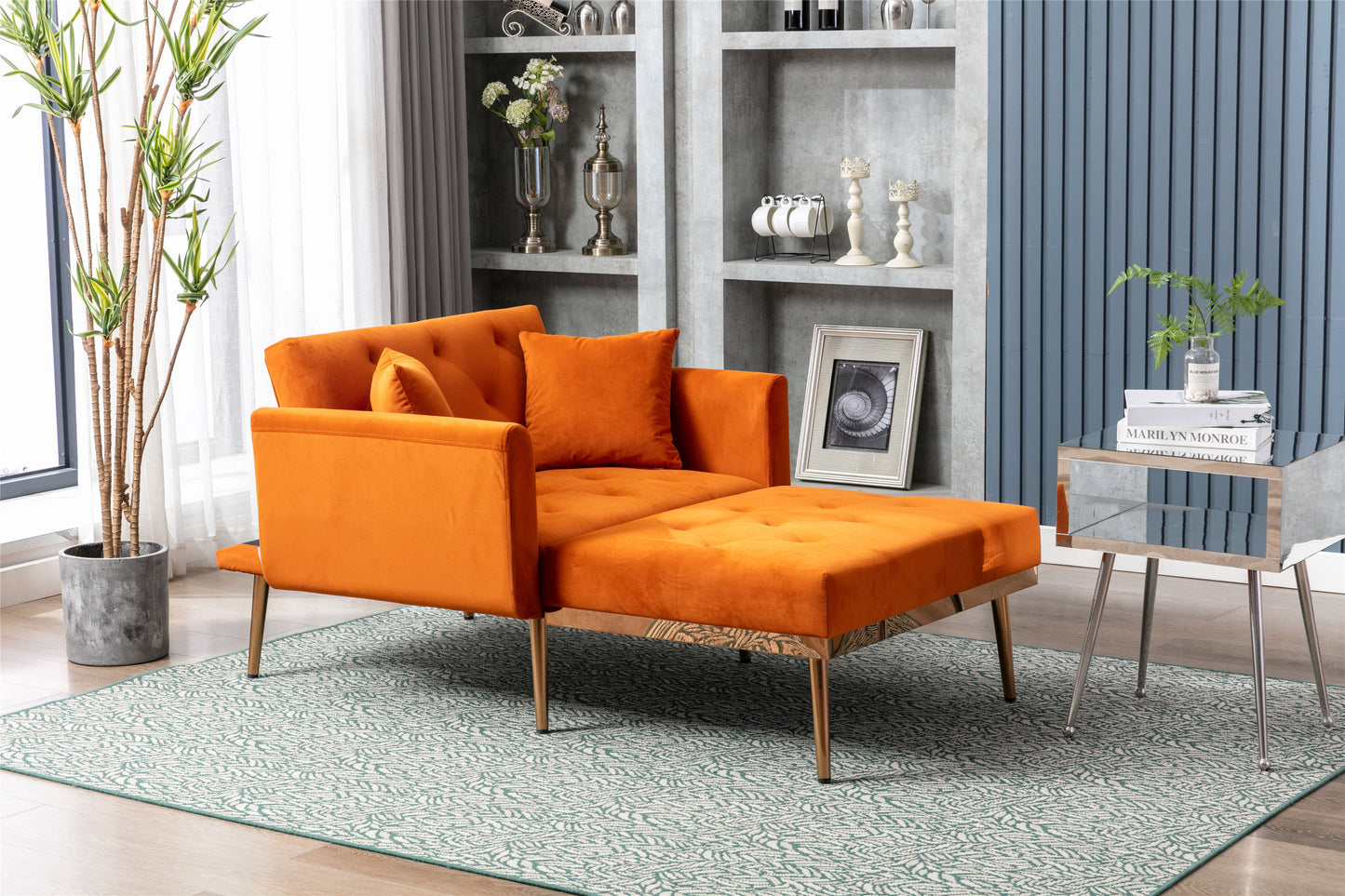 Fashionable and classic style chaise lounge chair / accent chair for Living Room, bedroom (Orange)