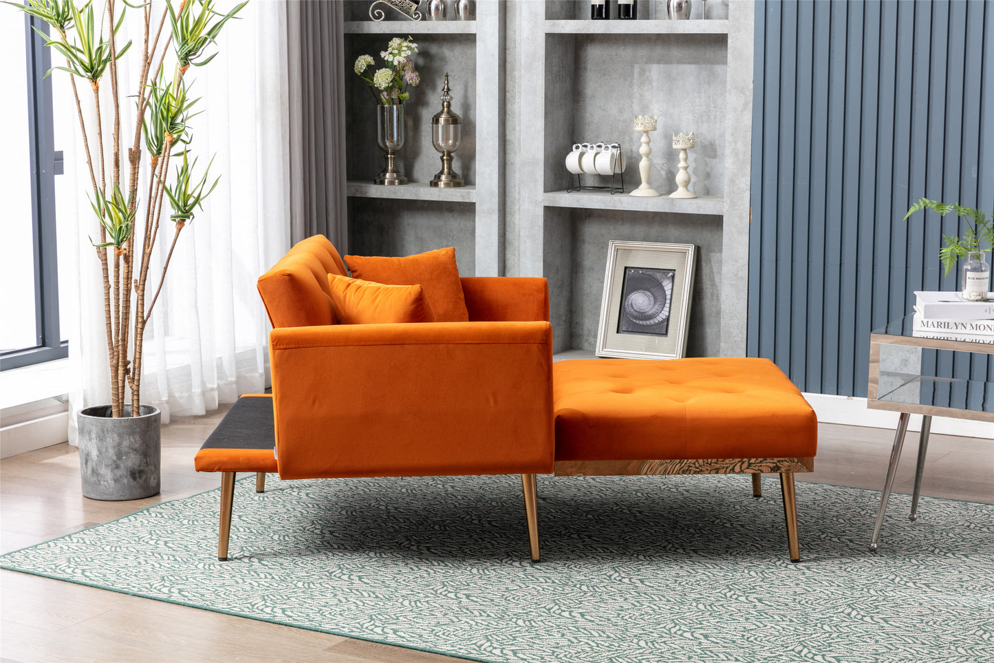 Fashionable and classic style chaise lounge chair / accent chair for Living Room, bedroom (Orange)