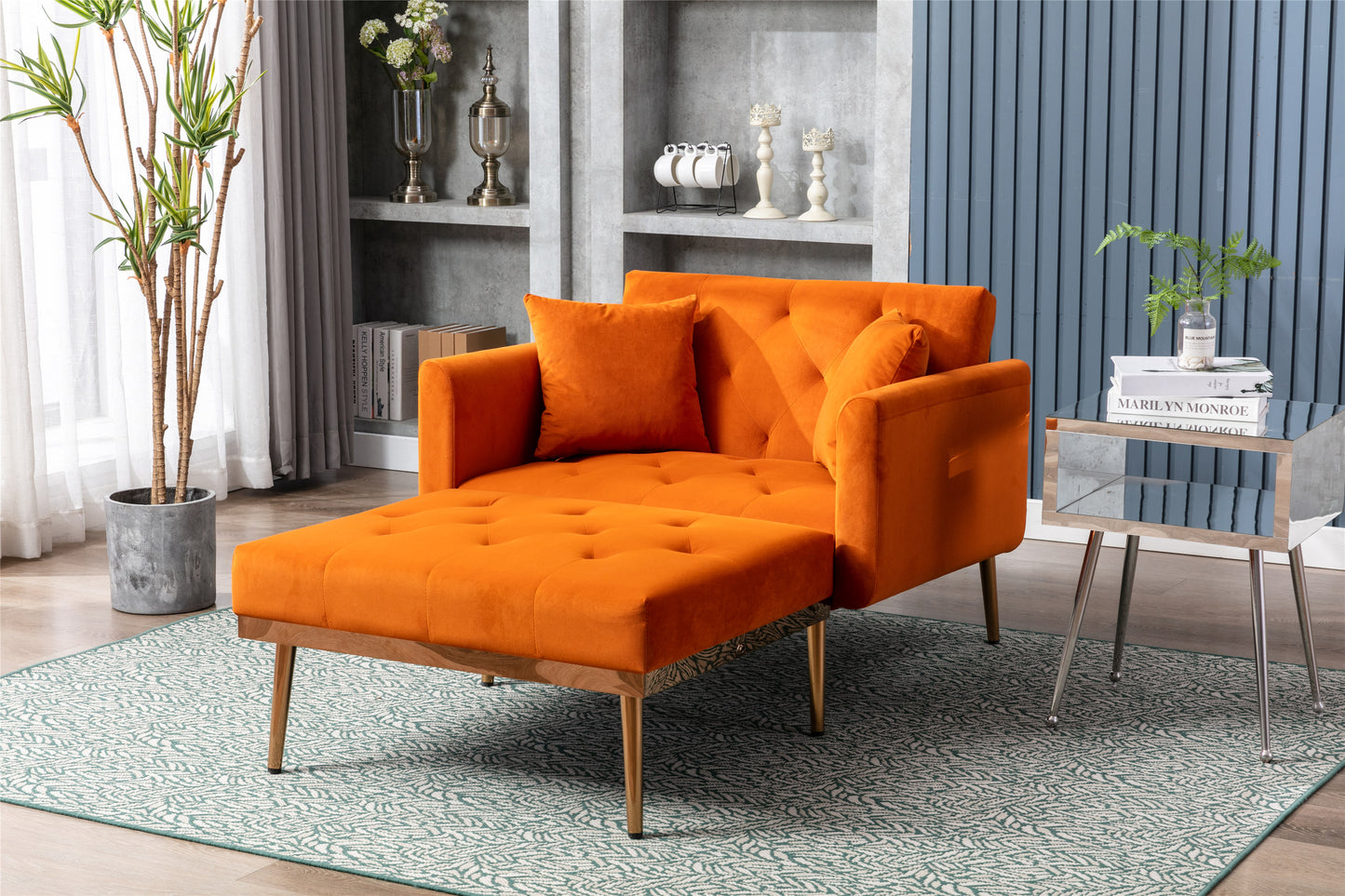 Fashionable and classic style chaise lounge chair / accent chair for Living Room, bedroom (Orange)