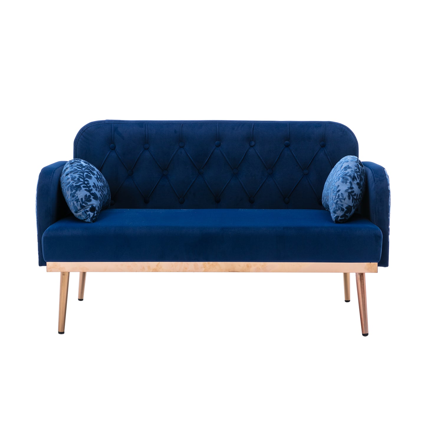 Modern Velvet Loveseat Sofa, Comfy Upholstered 2-Seater Sofa with Gold Metal Legs, Small Loveseat Accent Couch for Living Bedroom Leisure Areas