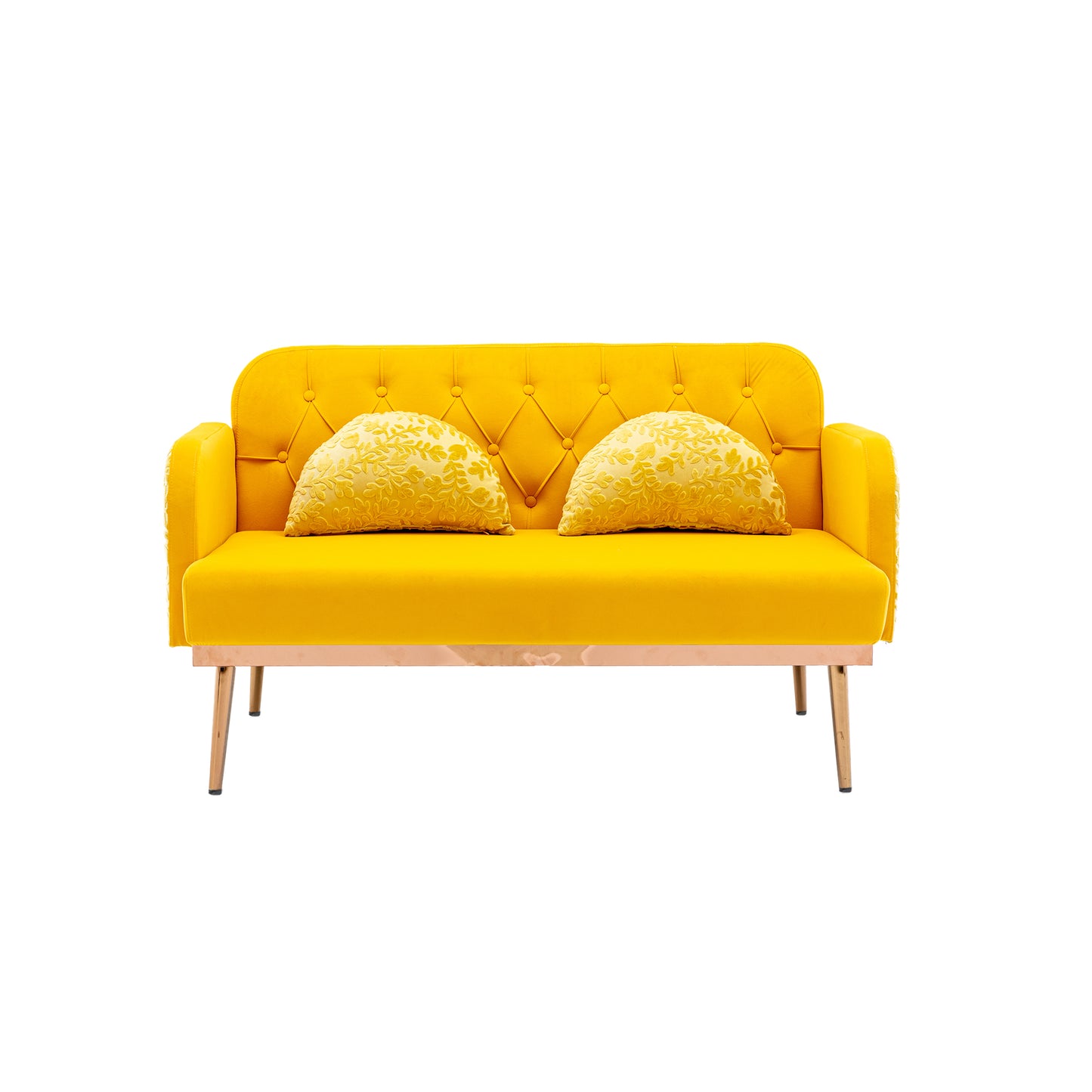 Modern Velvet Loveseat Sofa, Comfy Upholstered 2-Seater Sofa with Gold Metal Legs, Small Loveseat Accent Couch for Living Bedroom Leisure Areas