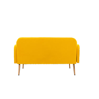 Modern Velvet Loveseat Sofa, Comfy Upholstered 2-Seater Sofa with Gold Metal Legs, Small Loveseat Accent Couch for Living Bedroom Leisure Areas