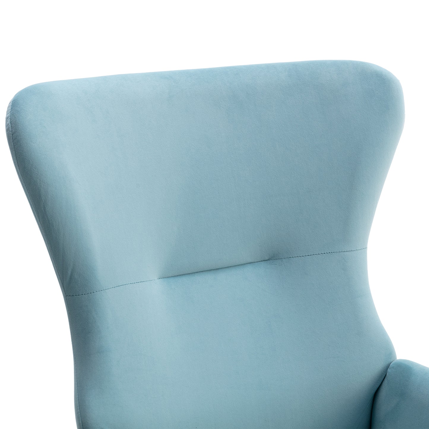 Velvet Fabric Padded Seat Rocking Chair With High Backrest And Armrests