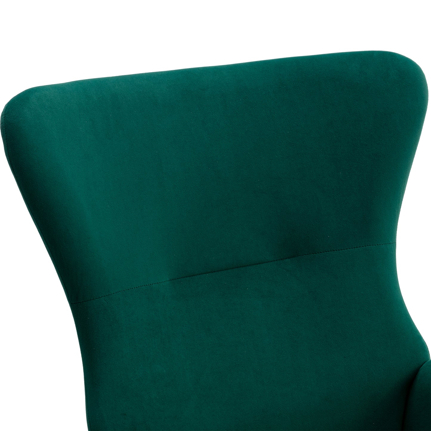 Velvet Fabric Padded Seat Rocking Chair With High Backrest And Armrests