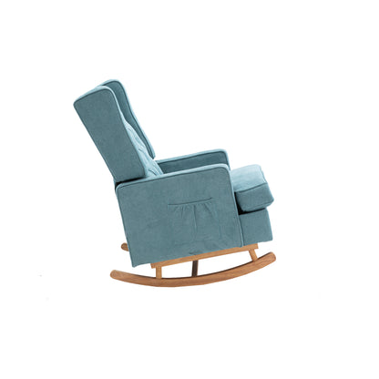 Rocking Chair Upholstered Mid Century Modern Rocker Oversized Armchair for Living Room with Solid Wood Base (Mint Green)