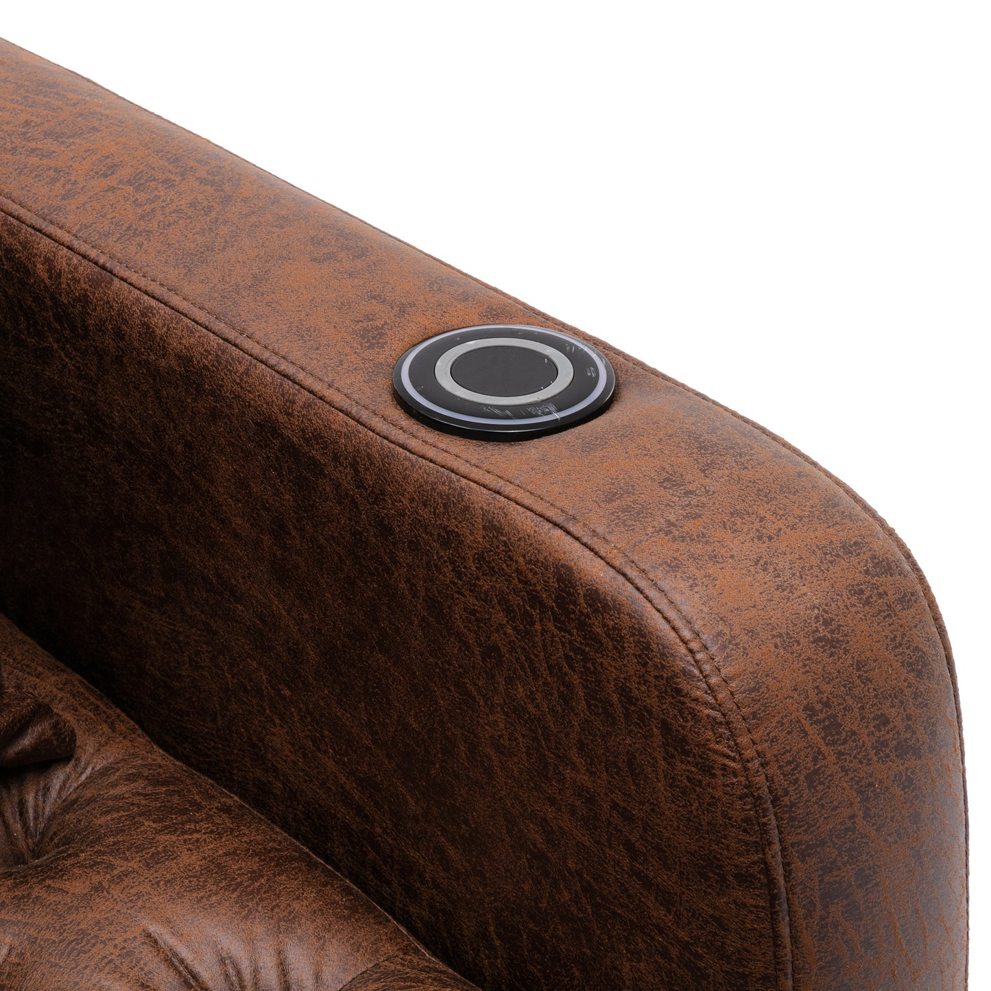 Multifunctional Living Room Leisure Chaise Lounge Barry Tufted Comfy Armchair Wireless Charging, Smooth Reclining Backrest & Lumbar Pillow for Home Apartment (Brown linen)