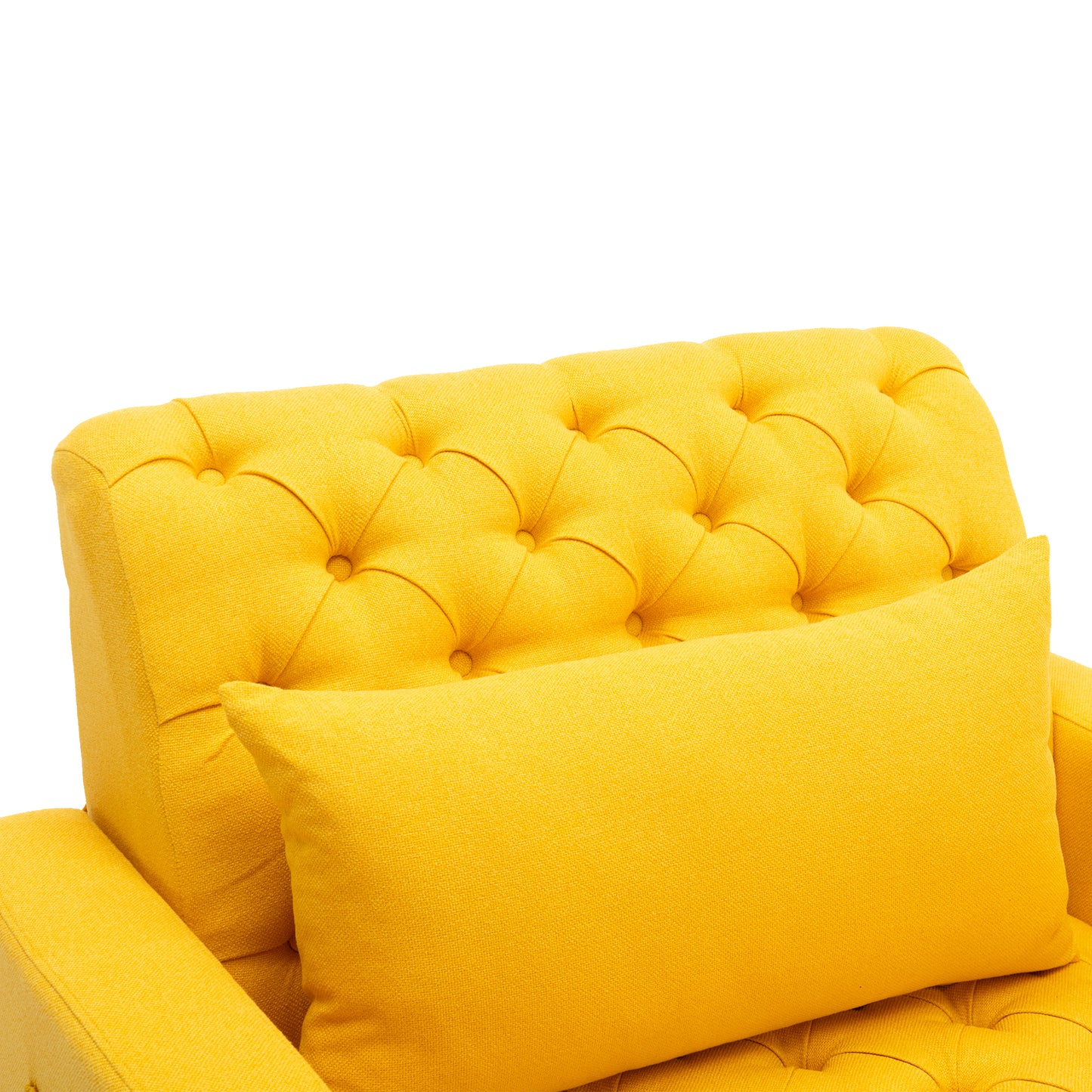 Multifunctional Living Room Leisure Chaise Lounge Barry Tufted Comfy Armchair Wireless Charging, Smooth Reclining Backrest & Lumbar Pillow for Home Apartment (Yellow linen)