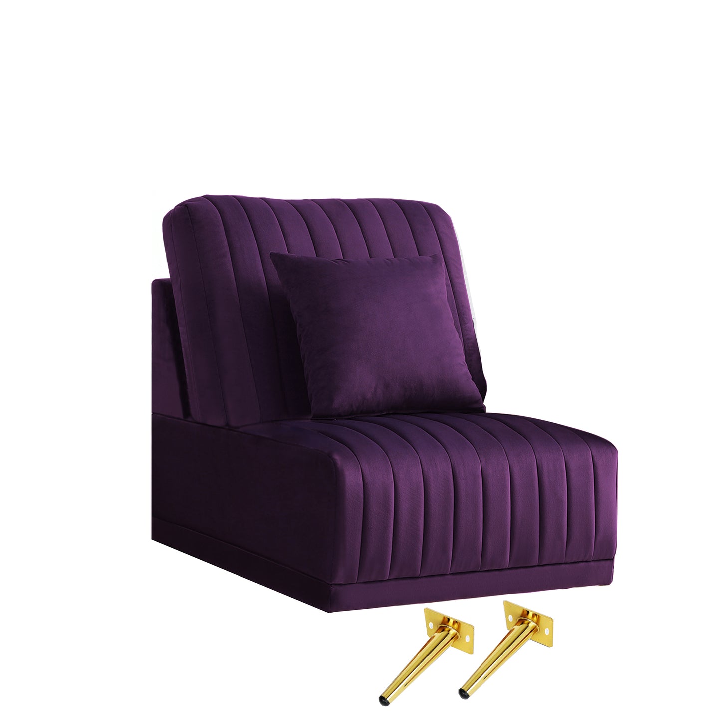 Purple sofa without armrests, not sold separately, needs to be combined with other parts or multiple seats.