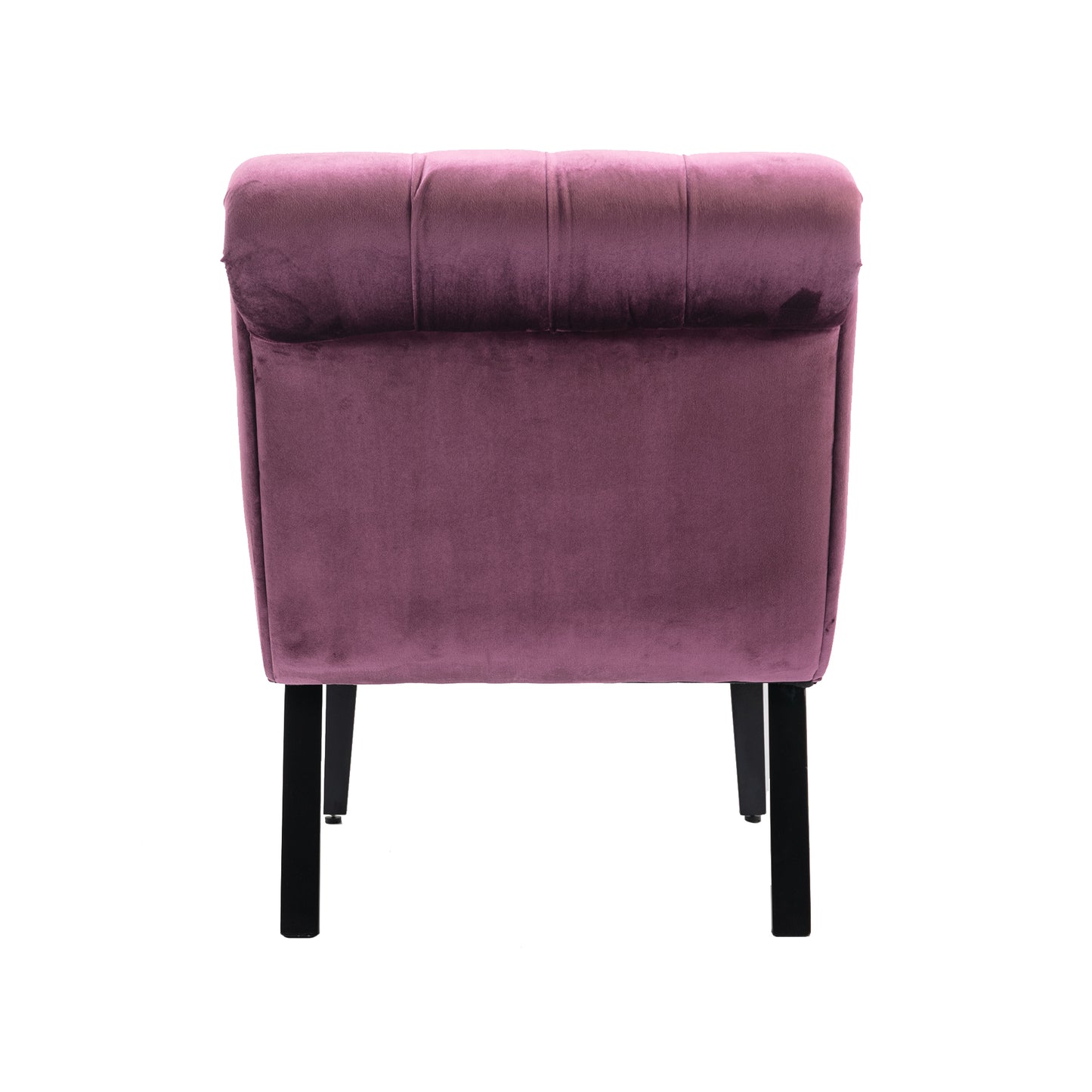 Modern Velvet Armless Accent Living Room Chair / Leisure Chair,Upholstered Fabric Button Comfortable Chair with Wooden Legs for Bedroom, Living Room, Office (Purple Velvet)