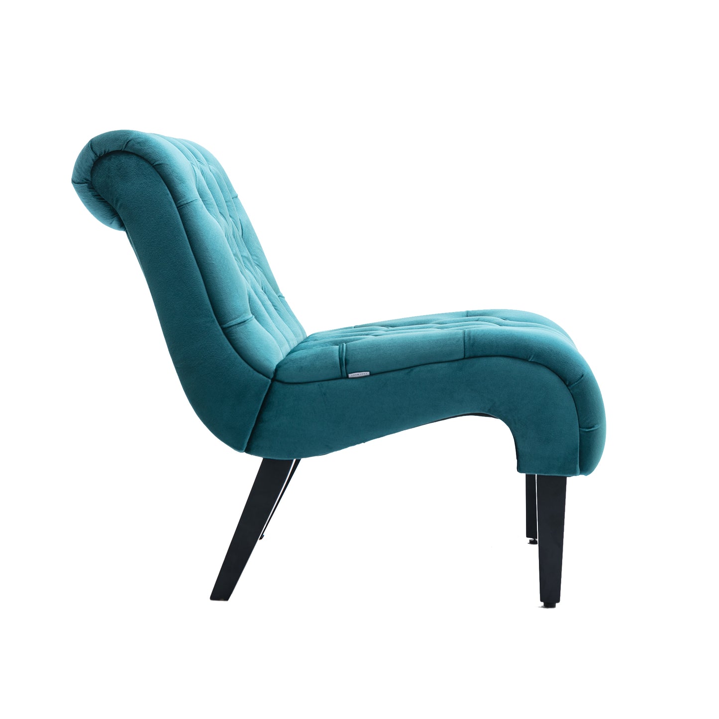 Modern Velvet Armless Accent Living Room Chair / Leisure Chair,Upholstered Fabric Button Comfortable Chair with Wooden Legs for Bedroom, Living Room, Office (Teal Velvet)