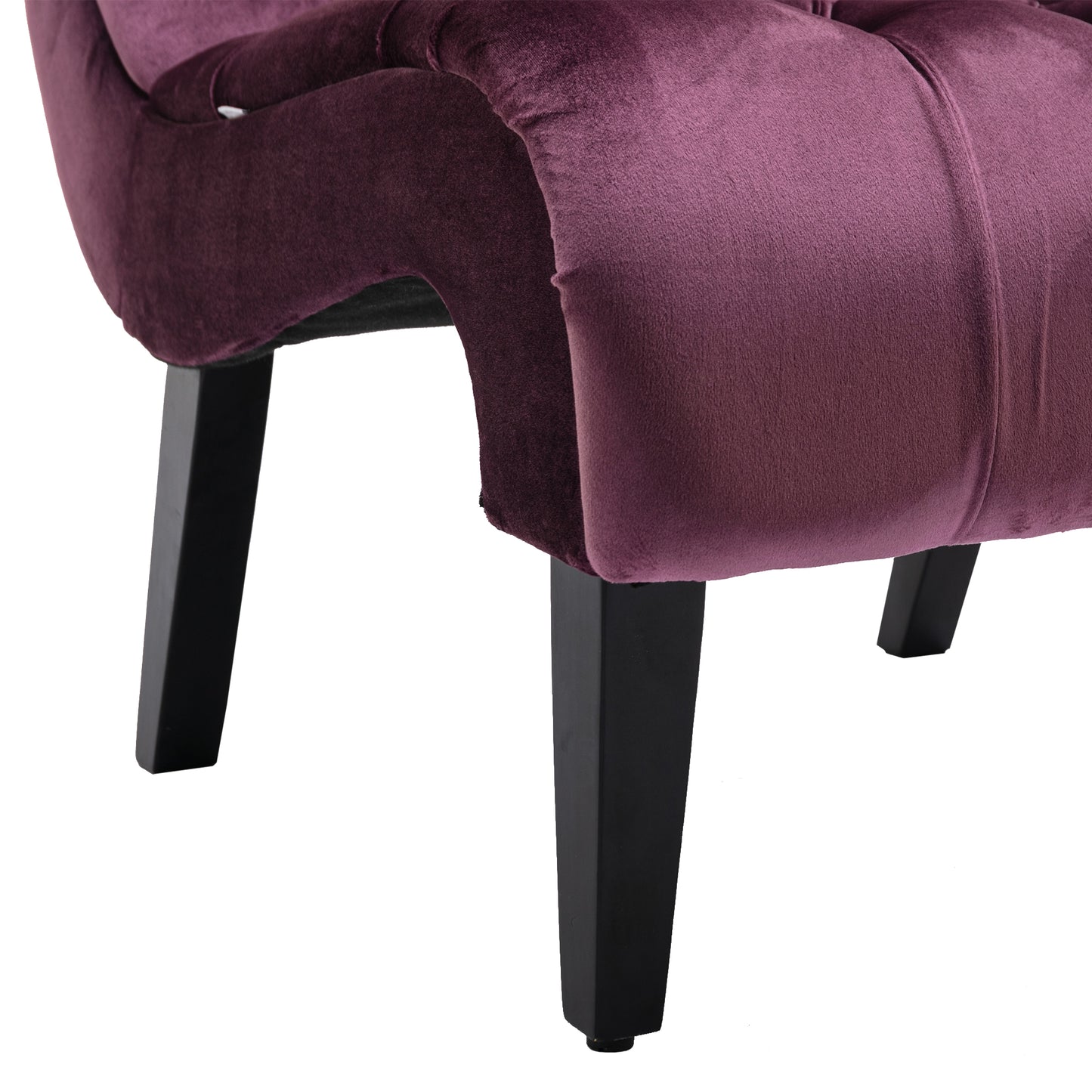 Modern Velvet Armless Accent Living Room Chair / Leisure Chair,Upholstered Fabric Button Comfortable Chair with Wooden Legs for Bedroom, Living Room, Office (Purple Velvet)