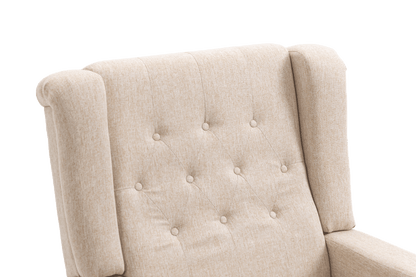 Arm Pushing Recliner Chair, Modern Button Tufted Wingback Push Back Recliner Chair, Living Room Chair Fabric Pushback Manual Single Reclining Sofa Home Theater Seating for Bedroom,Khaki Yelkow