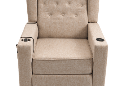 Arm Pushing Recliner Chair, Modern Button Tufted Wingback Push Back Recliner Chair, Living Room Chair Fabric Pushback Manual Single Reclining Sofa Home Theater Seating for Bedroom,Khaki Yelkow