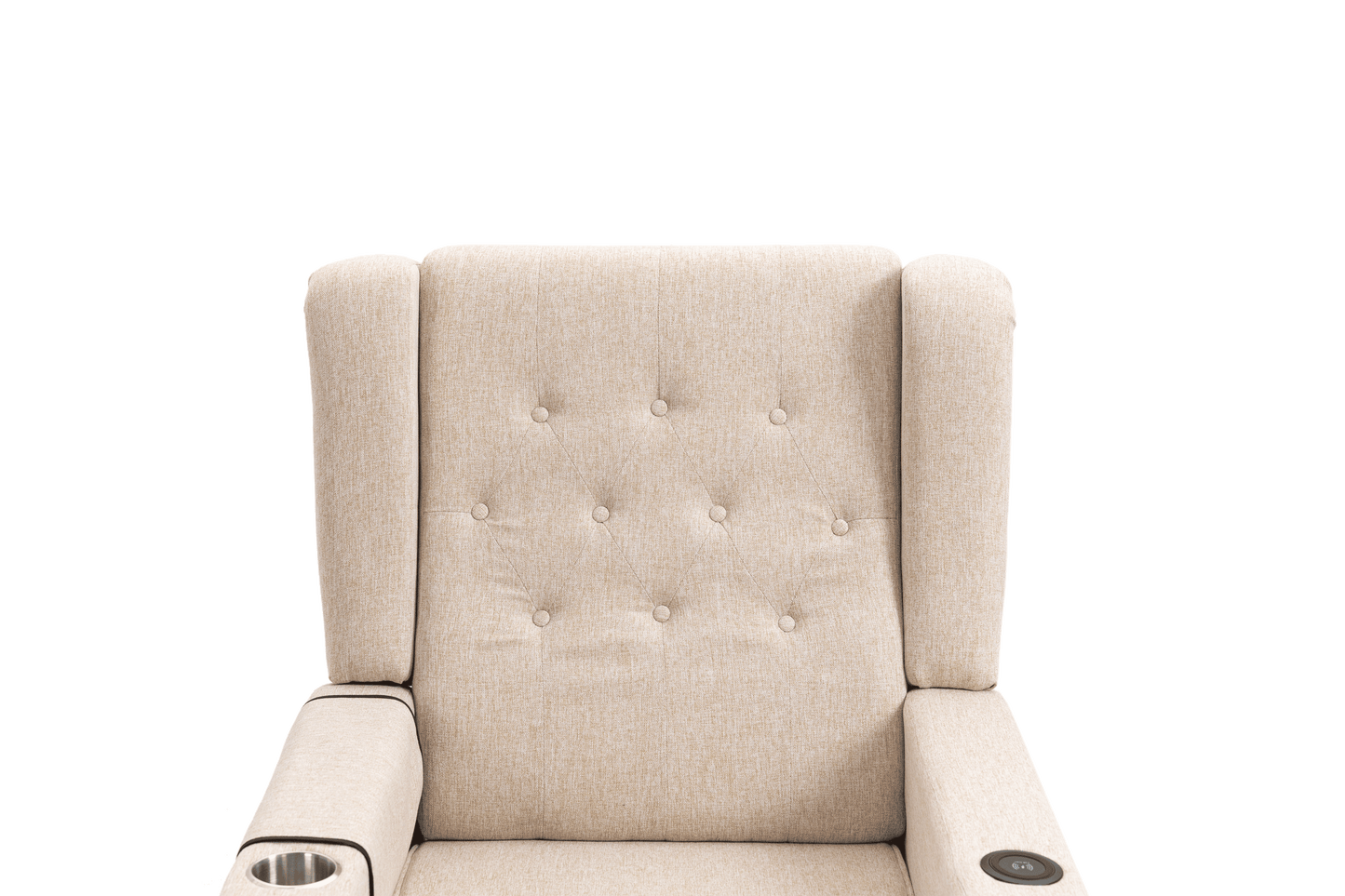 Arm Pushing Recliner Chair, Modern Button Tufted Wingback Push Back Recliner Chair, Living Room Chair Fabric Pushback Manual Single Reclining Sofa Home Theater Seating for Bedroom,Khaki Yelkow