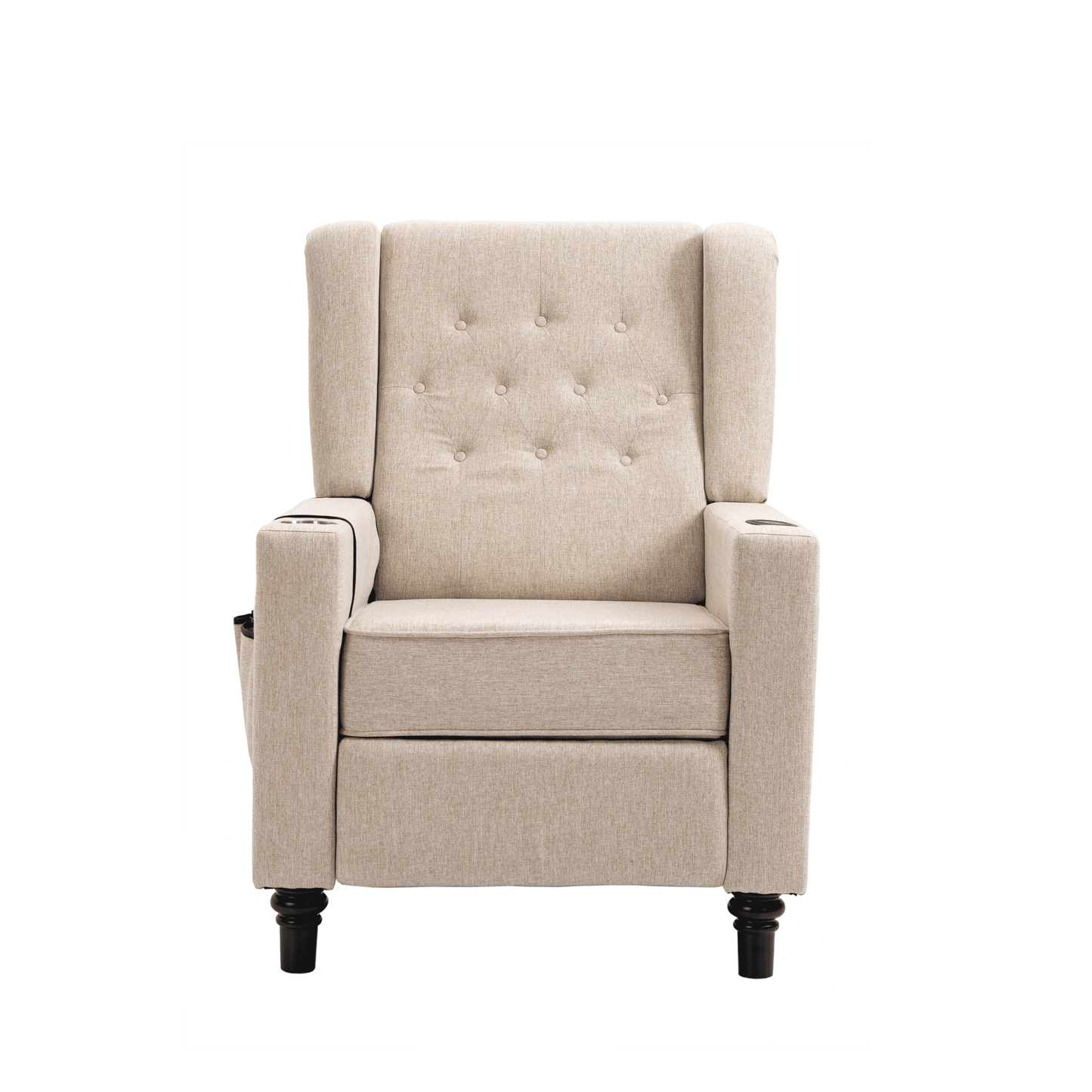 Arm Pushing Recliner Chair, Modern Button Tufted Wingback Push Back Recliner Chair, Living Room Chair Fabric Pushback Manual Single Reclining Sofa Home Theater Seating for Bedroom,Khaki Yelkow