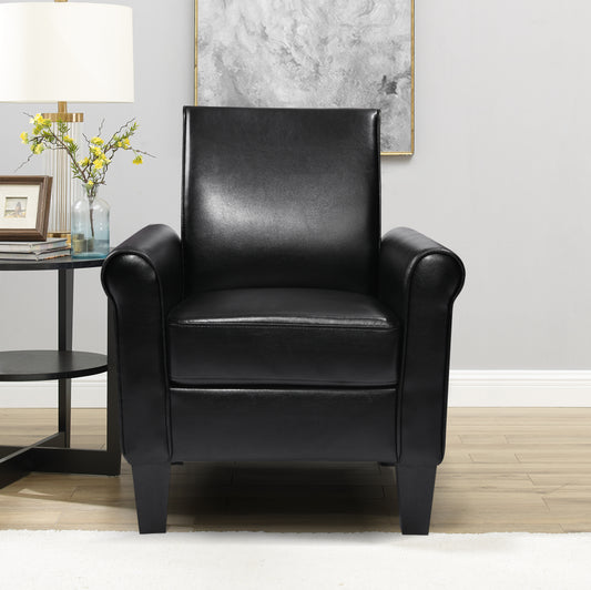 Accent Chairs, Comfy Sofa Chair, Armchair for Reading, Living Room, Bedroom, Office, Waiting Room, PU leather, Black