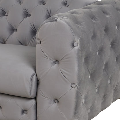 40.5" Velvet Upholstered Accent Sofa,Modern Single Sofa Chair with Button Tufted Back,Modern Single Couch for Living Room,Bedroom,or Small Space,Gray