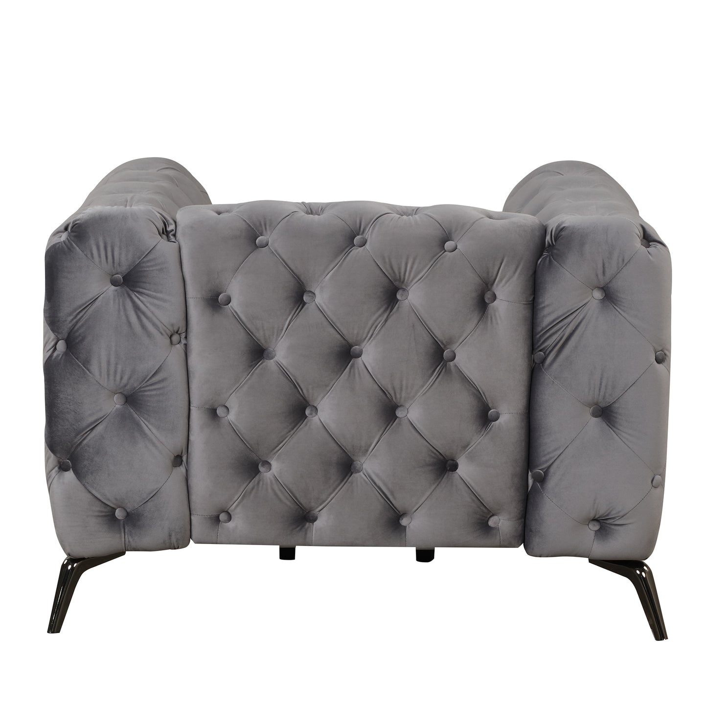 40.5" Velvet Upholstered Accent Sofa,Modern Single Sofa Chair with Button Tufted Back,Modern Single Couch for Living Room,Bedroom,or Small Space,Gray