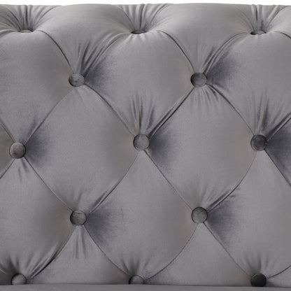 40.5" Velvet Upholstered Accent Sofa,Modern Single Sofa Chair with Button Tufted Back,Modern Single Couch for Living Room,Bedroom,or Small Space,Gray