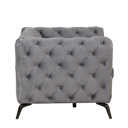 40.5" Velvet Upholstered Accent Sofa,Modern Single Sofa Chair with Button Tufted Back,Modern Single Couch for Living Room,Bedroom,or Small Space,Gray