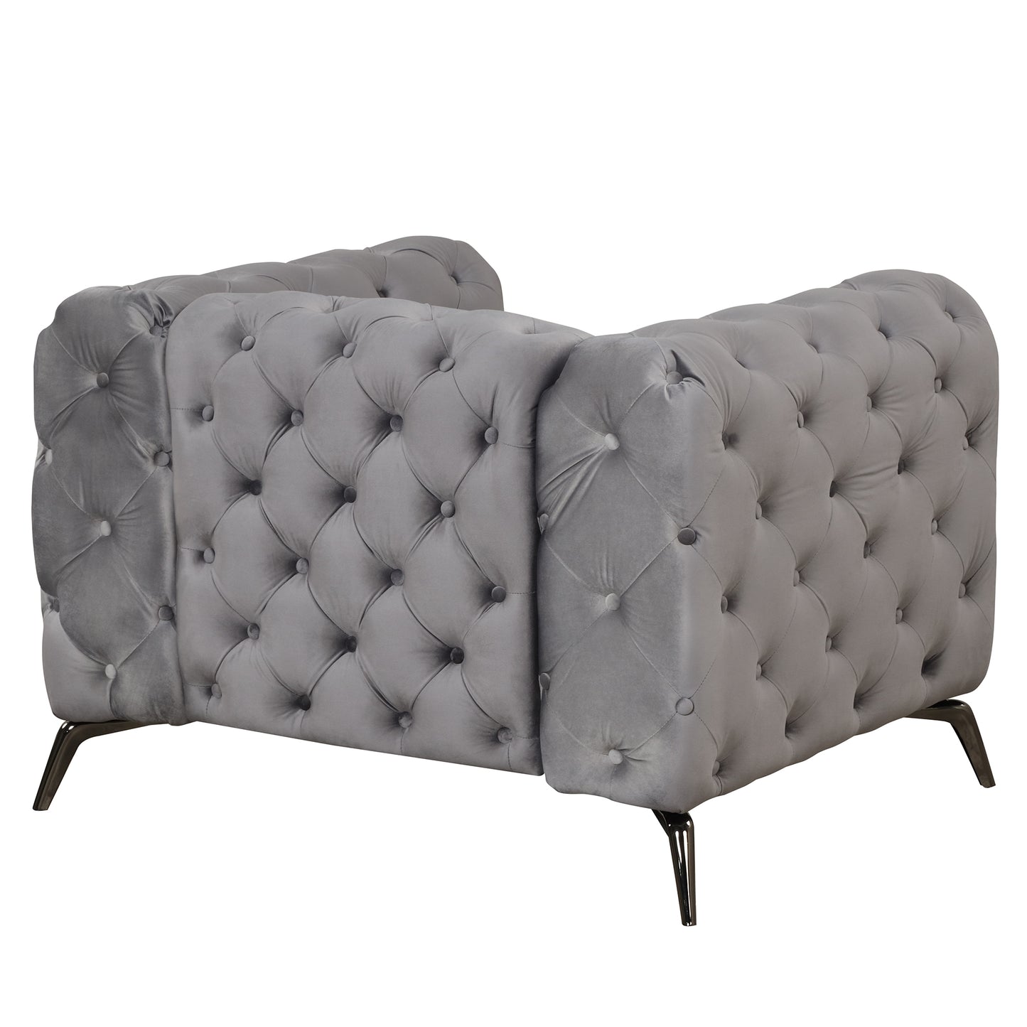 40.5" Velvet Upholstered Accent Sofa,Modern Single Sofa Chair with Button Tufted Back,Modern Single Couch for Living Room,Bedroom,or Small Space,Gray