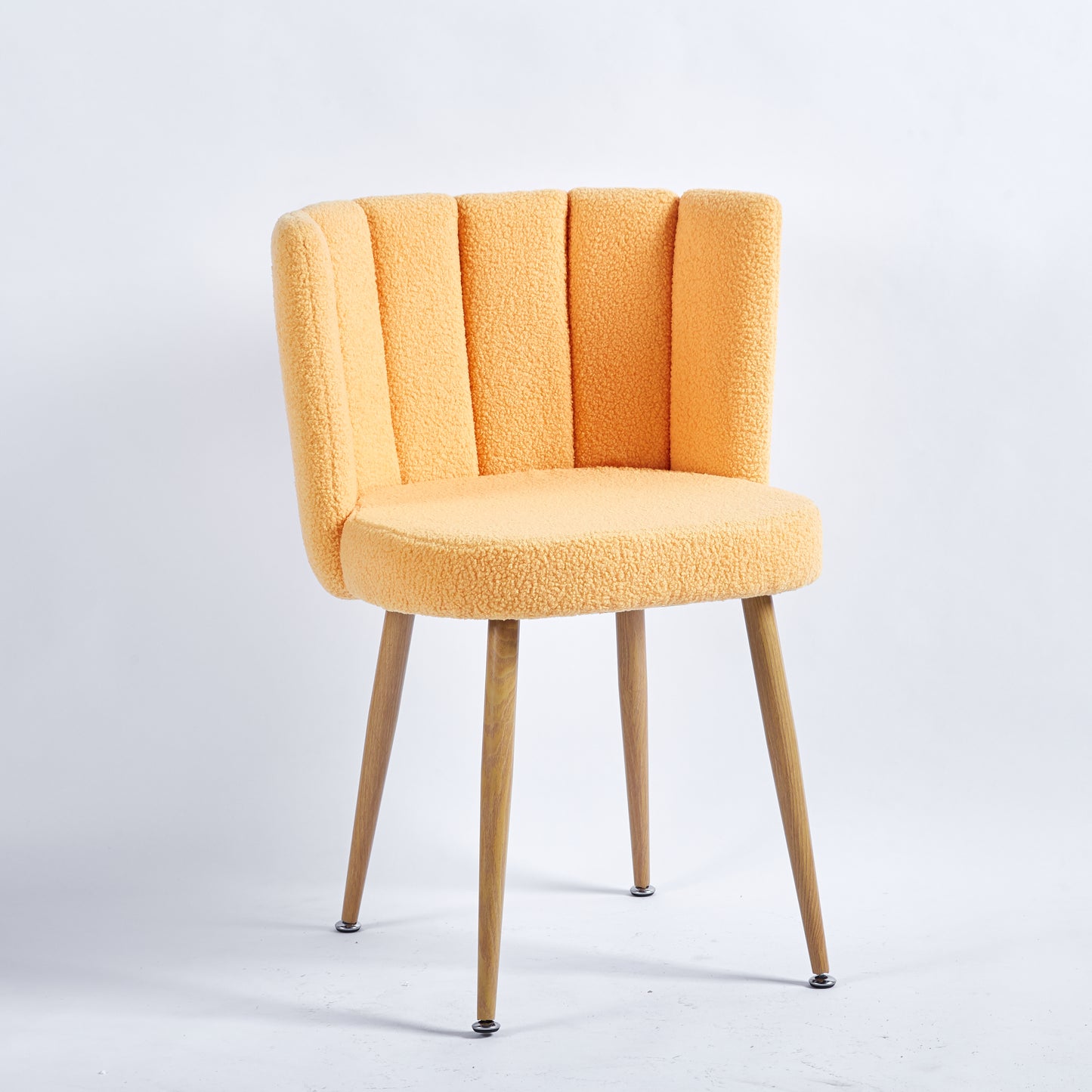 Modern YELLOW dining chair(set of 2 ) with iron tube wood color legs, shorthair cushions and comfortable backrest, suitable for dining room, living room, cafe, simple structure.