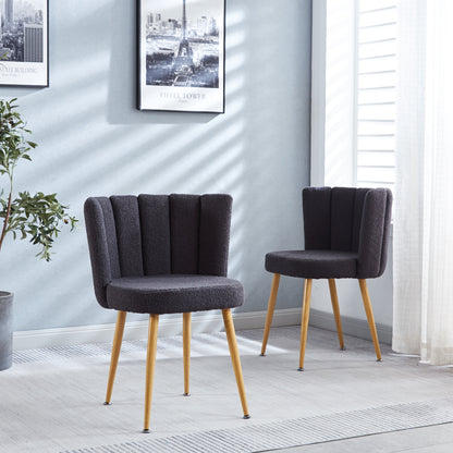 Modern GRAY dining chair(set of 2 ) with iron tube wood color legs, shorthair cushions and comfortable backrest, suitable for dining room, living room, cafe, simple structure.