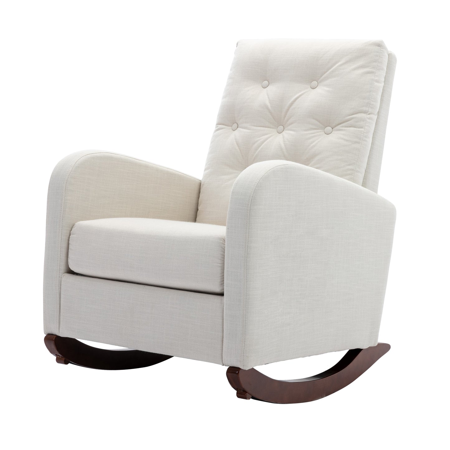 Rocking Chair Nursery Chair .Comfortable Rocker Fabric Padded Seat .Modern High Back Armchair