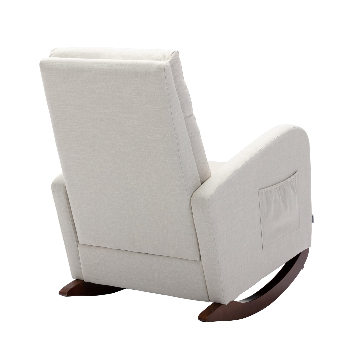 Rocking Chair Nursery Chair .Comfortable Rocker Fabric Padded Seat .Modern High Back Armchair