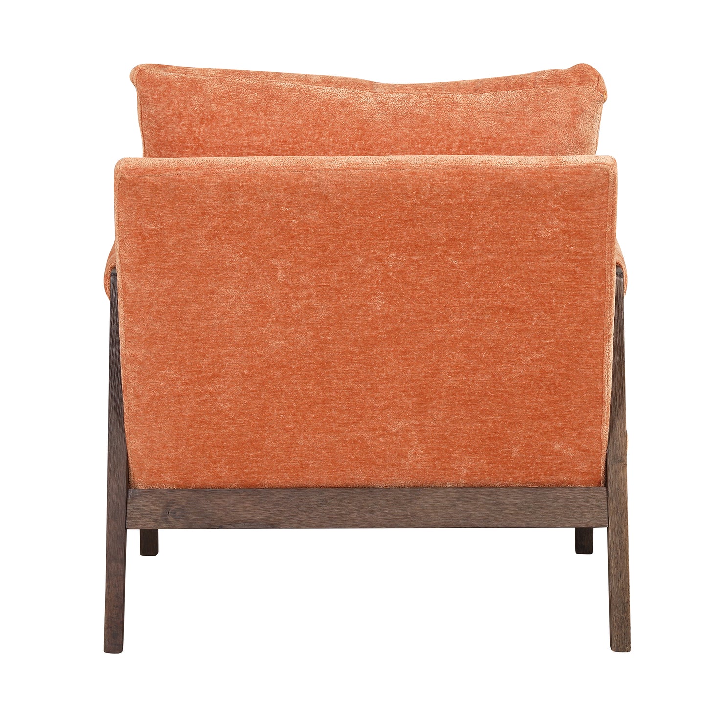 Mid-Century Modern Velvet Accent Chair,Leisure Chair with Solid Wood and Thick Seat Cushion for Living Room,Bedroom,Studio,Orange