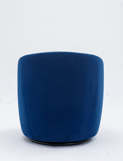 Velvet Fabric Swivel Accent Armchair Barrel Chair With Black Powder Coating Metal Ring,Blue