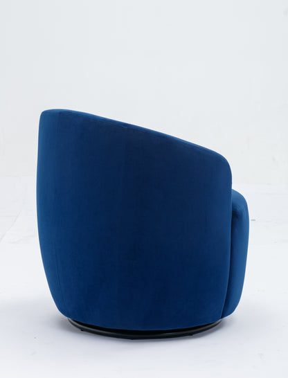 Velvet Fabric Swivel Accent Armchair Barrel Chair With Black Powder Coating Metal Ring,Blue