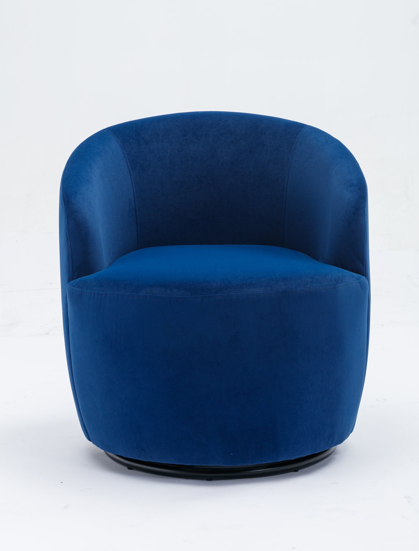 Velvet Fabric Swivel Accent Armchair Barrel Chair With Black Powder Coating Metal Ring,Blue