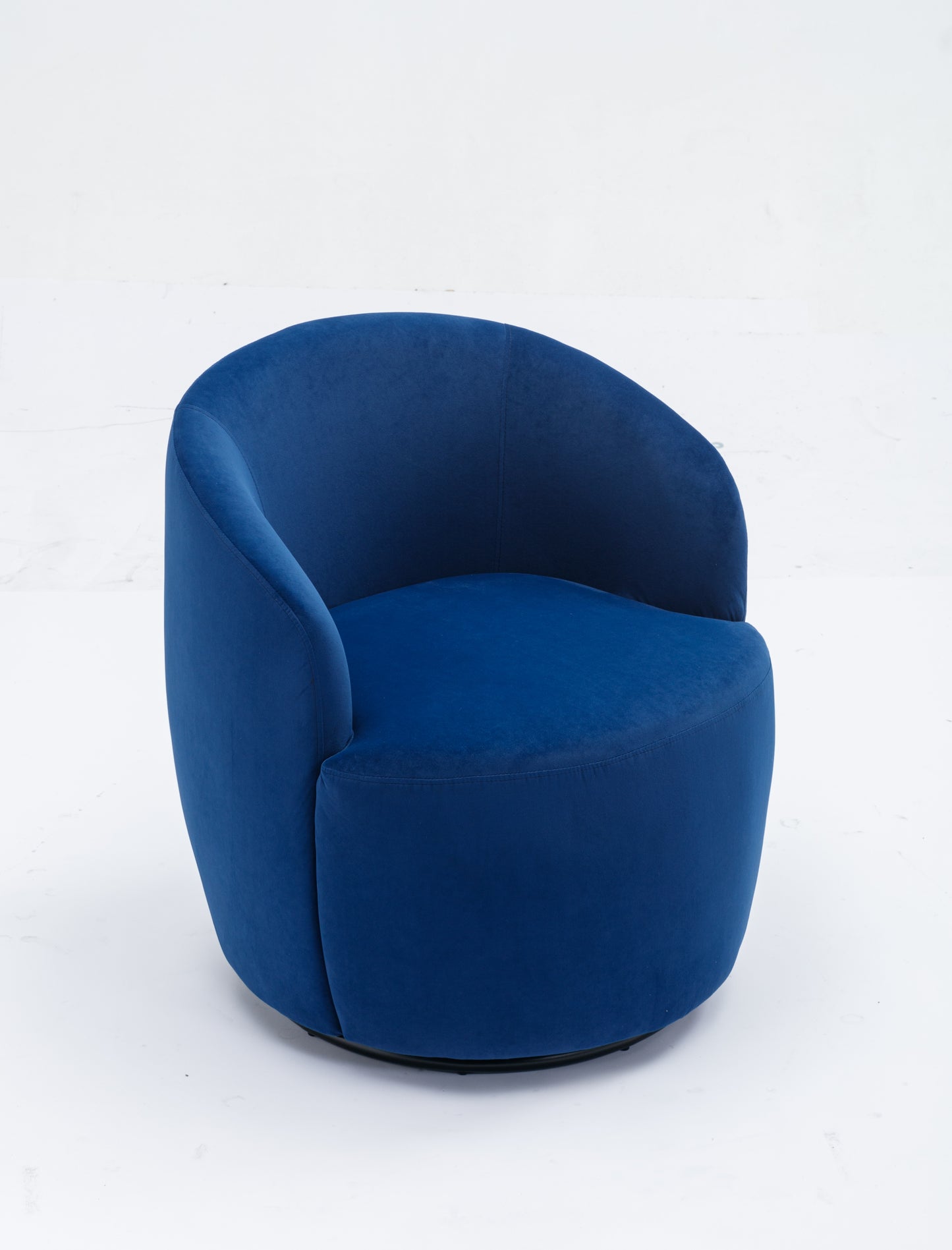 Velvet Fabric Swivel Accent Armchair Barrel Chair With Black Powder Coating Metal Ring,Blue