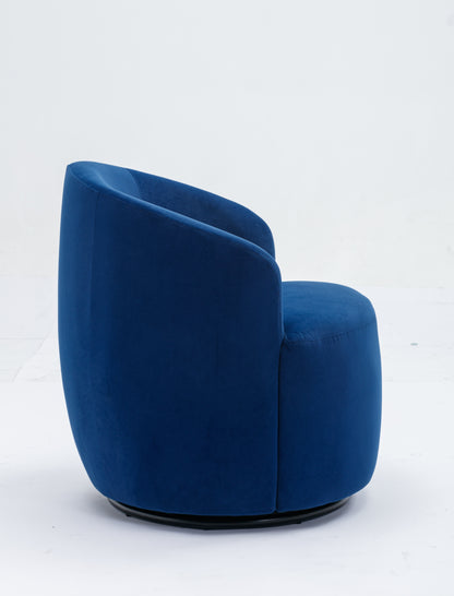 Velvet Fabric Swivel Accent Armchair Barrel Chair With Black Powder Coating Metal Ring,Blue