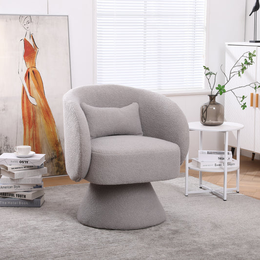 Swivel Accent Chair Armchair, Round Barrel Chair in Fabric for Living Room Bedroom(Grey)