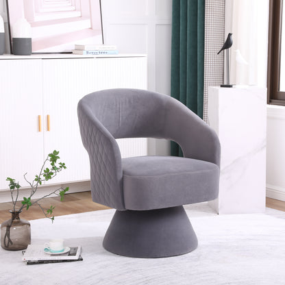 Swivel Accent Chair Armchair, Round Barrel Chair in Fabric for Living Room Bedroom, Grey