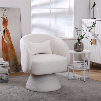 Swivel Accent Chair Armchair, Round Barrel Chair in Fabric for Living Room Bedroom(White)