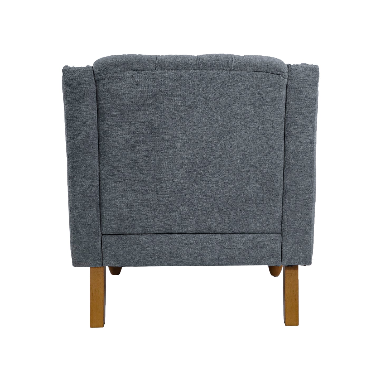 Grey Accent Chair, Living Room Chair, Footrest Chair Set with Vintage Brass Studs, Button Tufted Upholstered Armchair for Living Room, Comfy Reading Chair for Bedroom, Reception Room