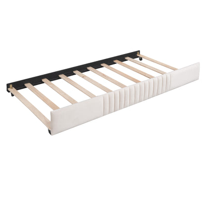 Upholstered Daybed Sofa Bed Twin Size With Trundle Bed and Wood Slat,Beige