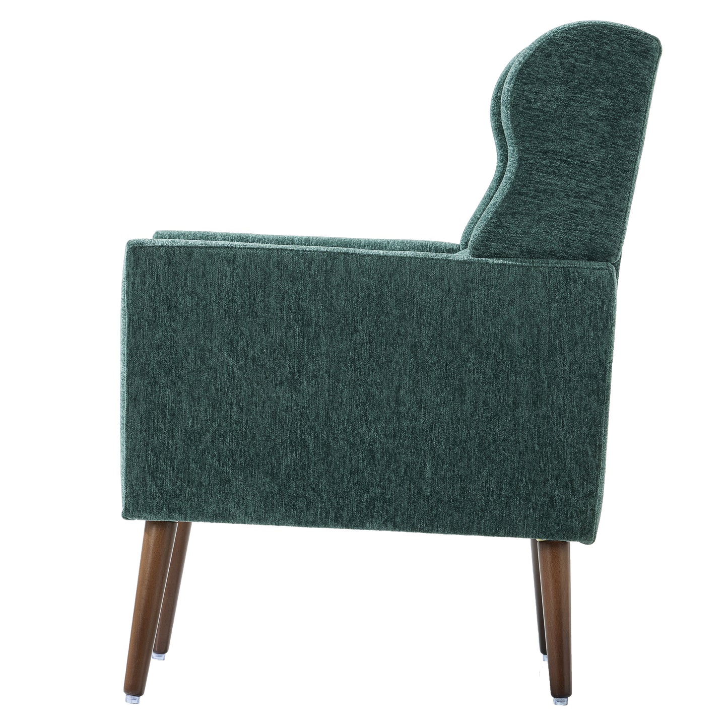 Modern Accent Chair,Chenille Arm Chairs for Living Room,Upholstered Mordern Armchair,Comfy Soft Padded Lounge Chair in Small Space, Bedroom, w/Pillow, Solid Wood Leg (Blackish Green)