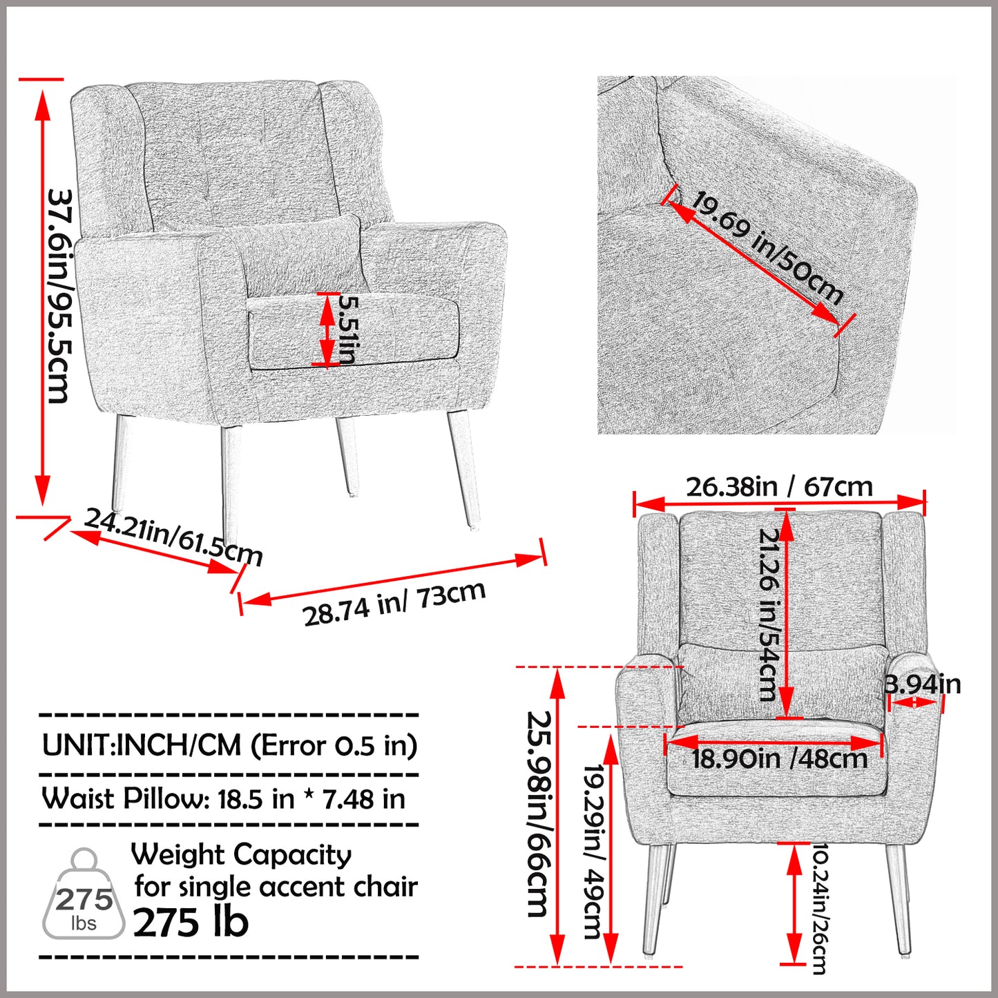 Modern Accent Chair Upholstered Foam Filled Living Room Chairs Comfy Reading Chair Mid Century Modern Chair with Chenille Fabric Lounge Arm Chairs Armchair for Living Room Bedroom (Teal)